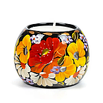 Свічник для чайної свічки ручної роботи в техніці Петриківський розпис Сапфір СК-08 мал. 131