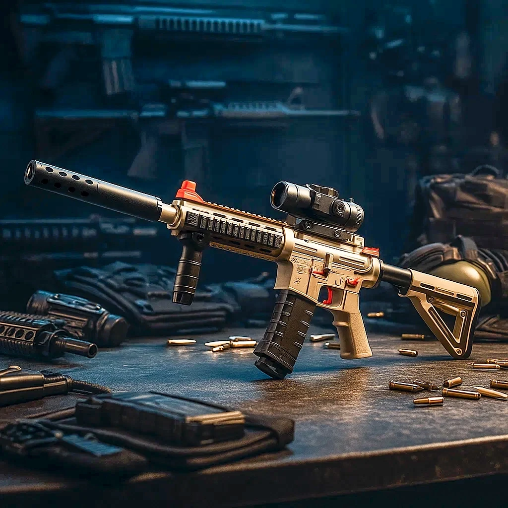 Реалістичний ігровий автомат орбіган M416 гвинтівка хлопчикові стріляє орбізами Приціл приклад магазин 2 режими, фото 1