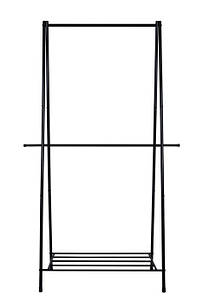 Стійка для одягу металева з полицею для взуття чорна (TR EF-1050) A-frame