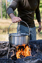 Туристичний сталевий казанок Tribe Fire Pot T-FH-0006, 5.4 л | Для використання на вогні/пальнику/плиті, зі знімною підставкою, фото 2