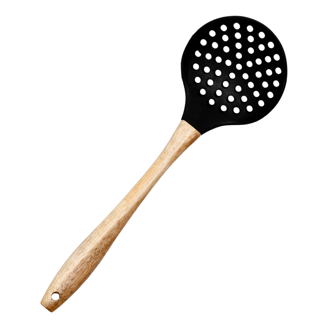 Шумівка силіконова Lugi 33см з дерев'яною ручкою для зняття піни , ложка кухонна для варіння смаження перших страв, фото 1