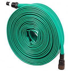 Капельний шланг для поливу 15м, Зелений / Шланг для зрошення / Плоский шланг зрошувальний з перфорацією
