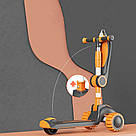 Дитячий самокат триколісний з підсвічуванням коліс, Помаранчевий / Самокат з сидінням для дітей, фото 8