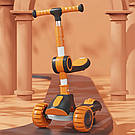 Дитячий самокат триколісний з підсвічуванням коліс, Помаранчевий / Самокат з сидінням для дітей, фото 6