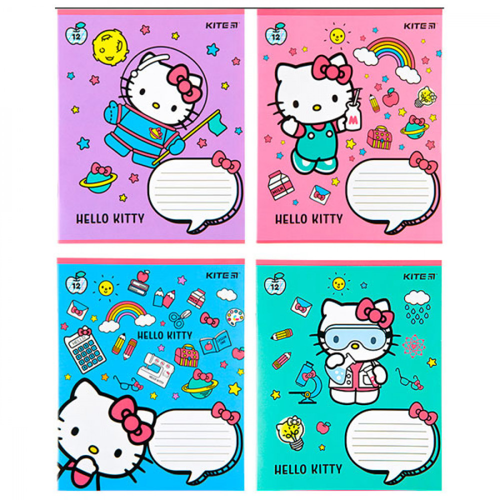 Зошит 12 аркушів КОСА лінія "KITE" ЛАК / Hello Kitti