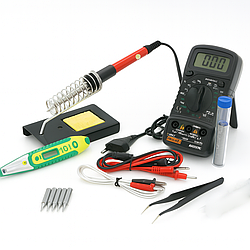 Паяльний набір 60Вт, 5 жал, з тестером ANENG SL-101 / Паяльник з підставкою / Паяльник з припоєм
