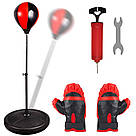 Боксерський набір на стійці 70-110см, з рукавицями та насосом / Дитяча груша на підставці / Підлоговий бокс, фото 2