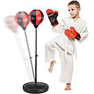 Боксерський набір на стійці 70-110см, з рукавицями та насосом / Дитяча груша на підставці / Підлоговий бокс, фото 6