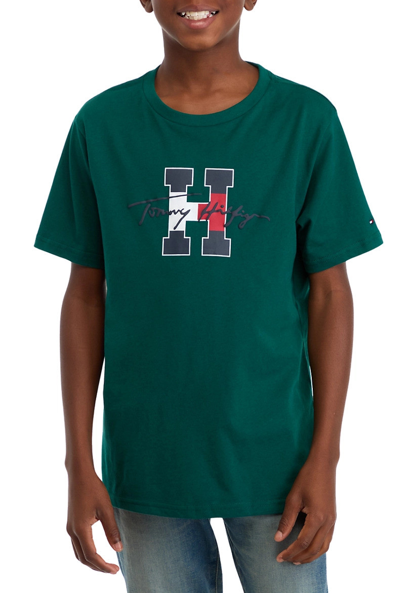 Дитяча футболка Tommy Hilfiger з логотипом 1159842754 (Зелений 4), фото 1