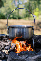 Туристичний сталевий казанок Tribe Fire Pot T-FH-0006, 5.4 л | Для використання на вогні/пальнику/плиті, зі знімною підставкою, фото 3