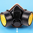 Промислова захисна маска з подвійним респіратором та окулярами / Будівельна маска повнолицева / Маска від пилу, фото 7