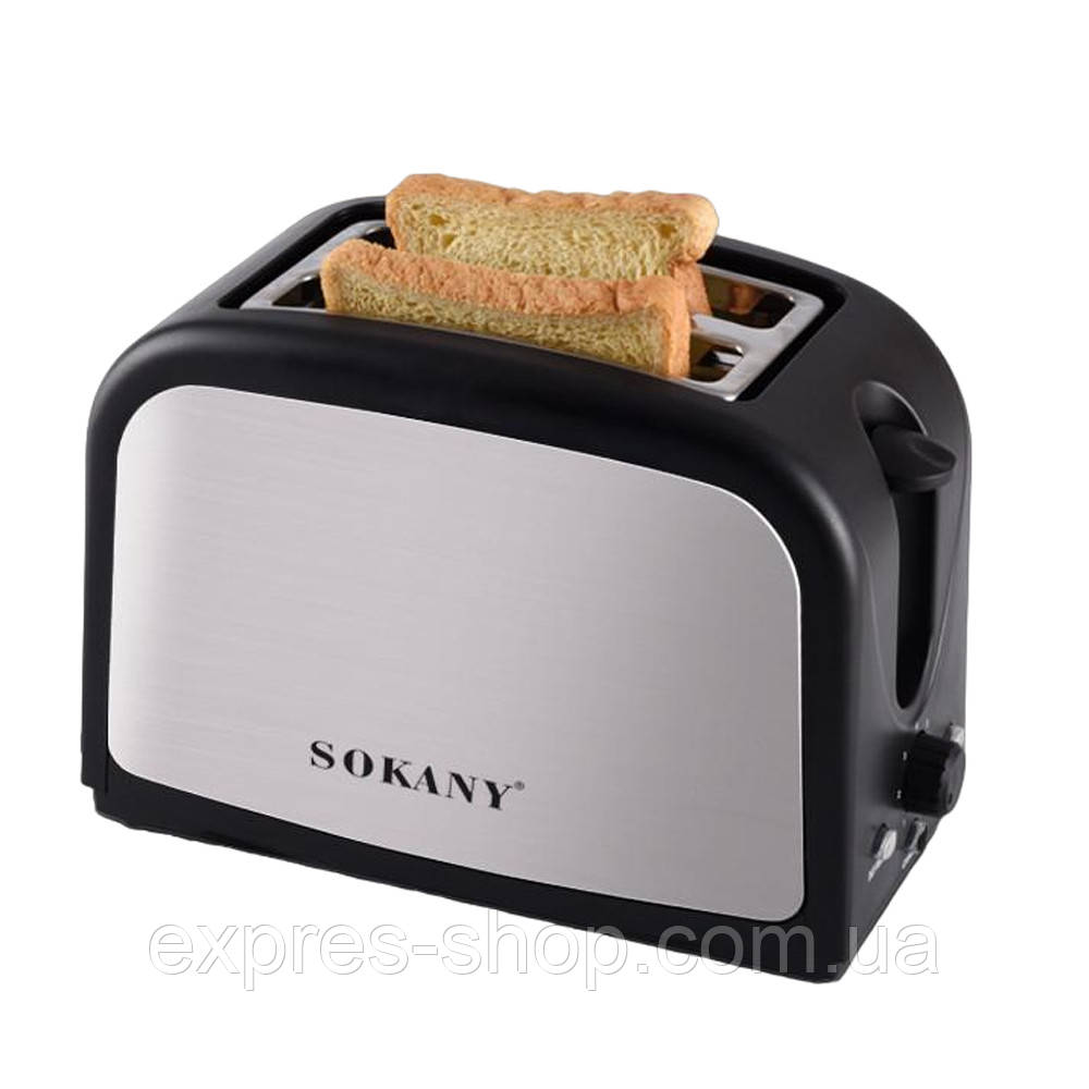 Тостер на 2 грінки, 800Вт, Sokany HJT-008S / Електротостер для хліба / Електричний тостер подвійний, фото 1