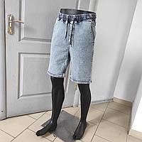 Шорти чоловічі Baggy джинсові пояс на резинці шнурок 30 світло-блакитні