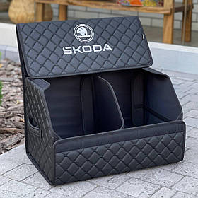 Органайзер у багажник з логотипом Skoda з екошкіри, чорний 50 см, автомобільний органайзер