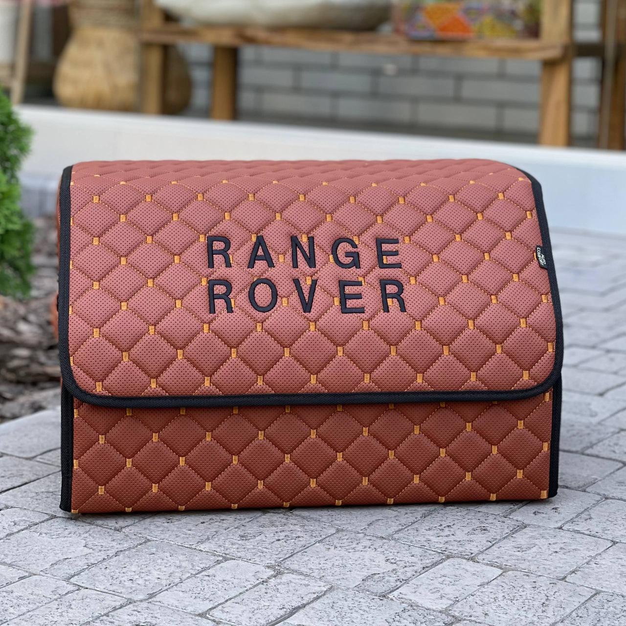 Органайзер у багажник з логотипом Range Rover з екошкіри, 50 см, на липучці, сумка-органайзер в авто, фото 1