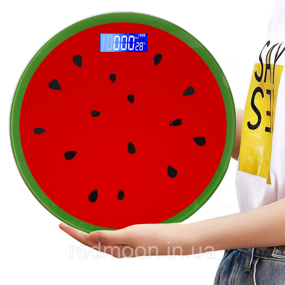 Підлогові ваги до 180 кг на батарейках 2003A Кавун/ Електронні ваги з вимірюванням температури та датчиком, фото 1