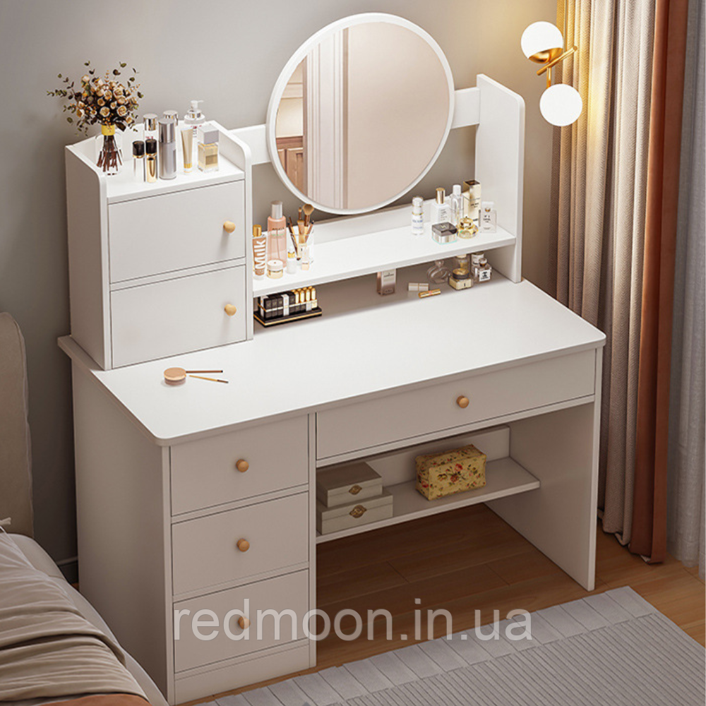 Туалетний столик із дзеркалом та підсвічуванням 128*80*40 см, STL-MD 71 / Столик для макіяжу / Косметичний стіл, фото 1