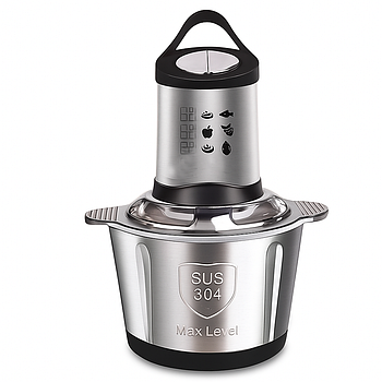 Електричний блендер з металевою чашею, 1200Вт, 2л, HM-8840 / Чоппер для кухні / Електричний подрібнювач