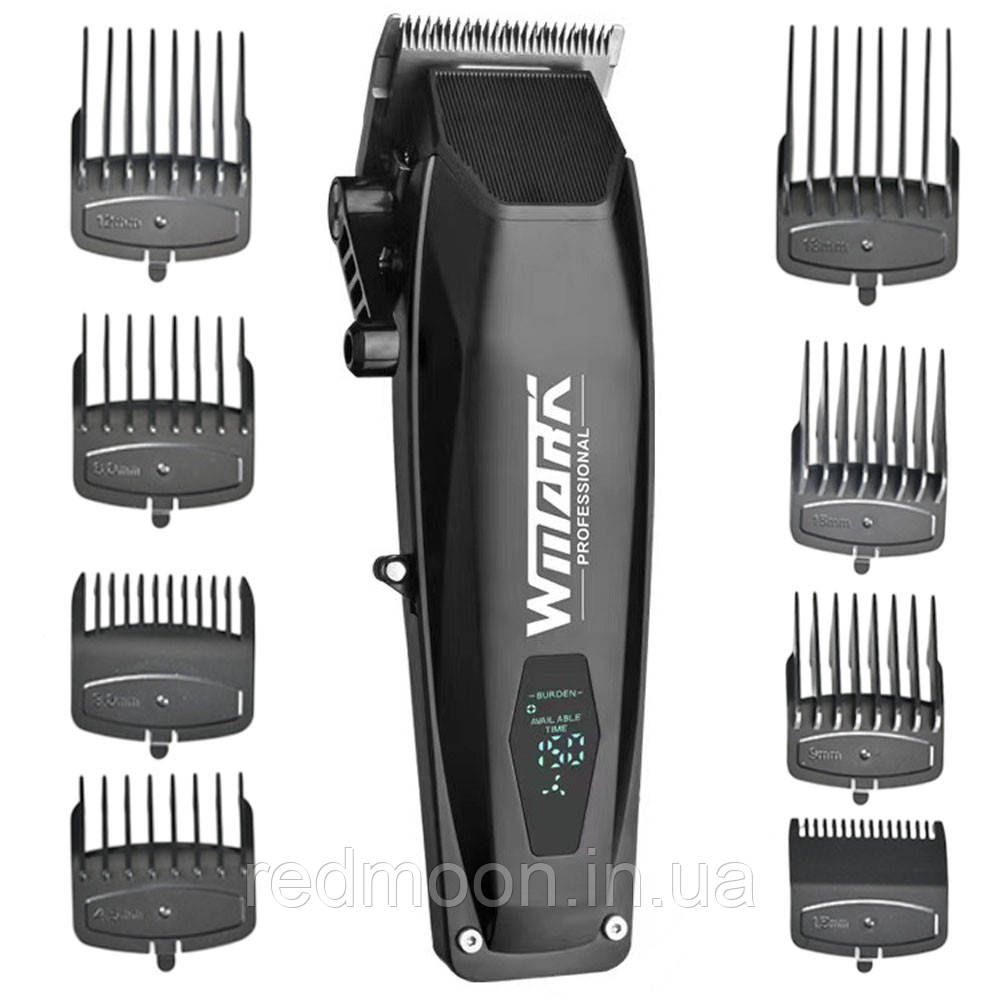 Машинка для стриження + 8 насадок, 7500 об./хв, з USB, NG-125, Чорний/Акумуляторний тример для волосся, фото 1