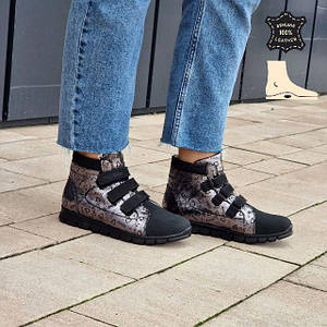 Дитячі ортопедичні підліткові шкіряні демісезонні черевики на липучках на флісі 37 р