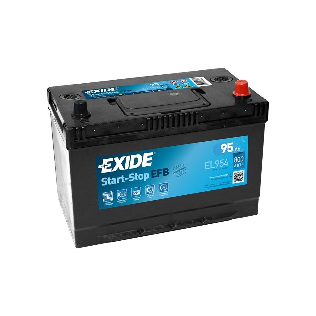 Акумулятор автомобільний EXIDE EXCELL 95Ah ASIA Ев (-/+) (760EN) (EB954), фото 1