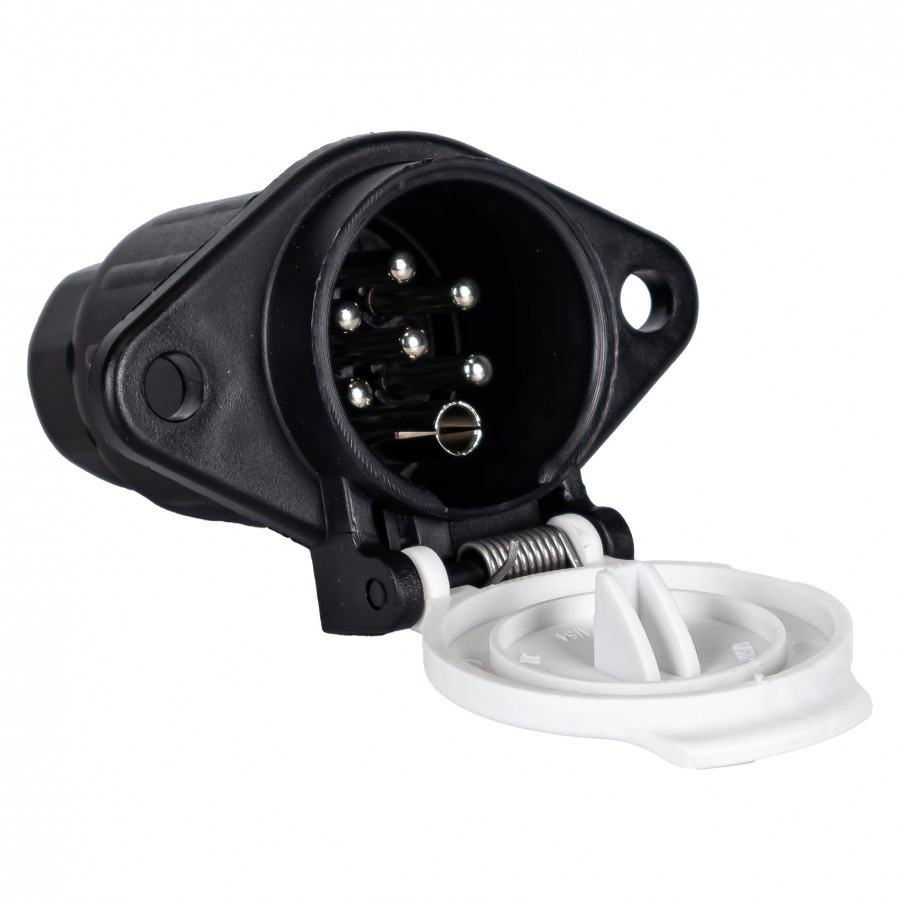 Розетка до напівпричепа 7 PIN S Type KAMAR E1303 (ISO 3731) 24V пластикова, фото 1