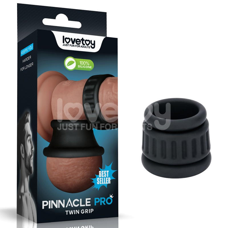 Насадки на пініс, ерекційні кільця Pinnacle Pro Twin Grip Stretcher силікон, чорний, фото 1