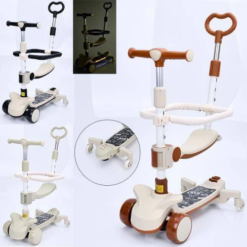 Самокат 5в1 (біговел), метал+пл, висота керма (77*69см), 3 кольори, 2 пер.(110*40мм) ПУ, світло, музика, на батар., 4 кольори, фото 1