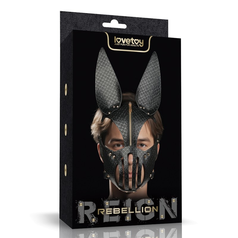 Маска-нампордник, маска для БДСМ Rebellion Reign Dark Bunny з екокожі, фото 1
