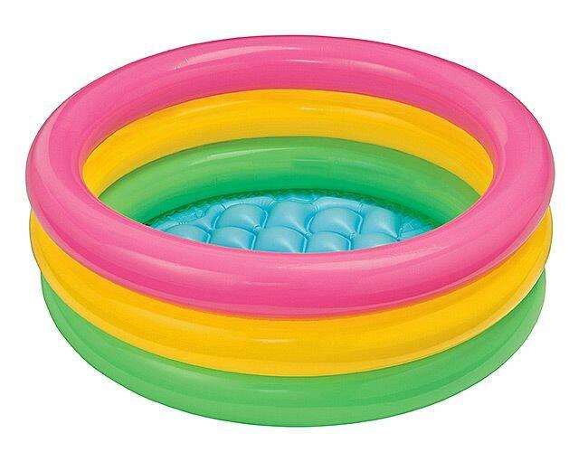 Басейн надувний. "Райдуга" 3 секц, 61*22см, вініл, реф. дно (1-3років), рем. комплект, кор. 15*17.5*5.5см, INTEX (12шт), фото 1