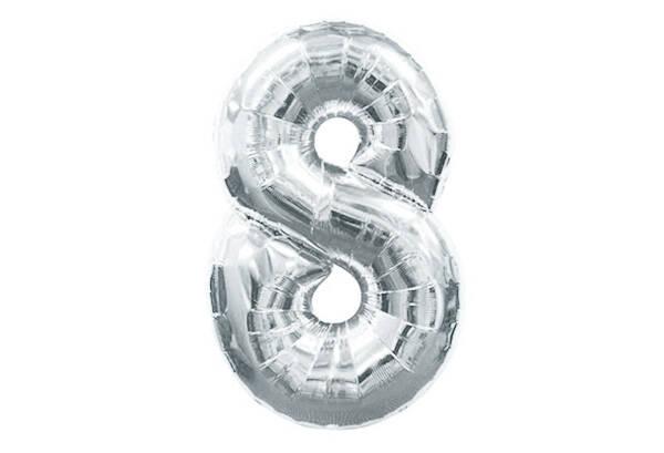 Кулька цифра 8, 45см, в індивідуальній упаковці, срібло, пак. 20*14см, фото 1