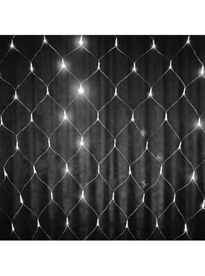 Гірлянда сітка, прозорий шнур, 96 L, 1,5*1,5м біла, від мережі, в кор. 12*6*8см, фото 1