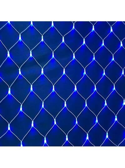 Гірлянда сітка, прозорий шнур, 96 L, 1,5*1,5 синя, від мережі, в кор. 12*6*8см, фото 1