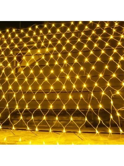 Гірлянда сітка, прозорий шнур, 120 Led, 2*2 золото, від мережі, в кор. 13*7*8см, фото 1