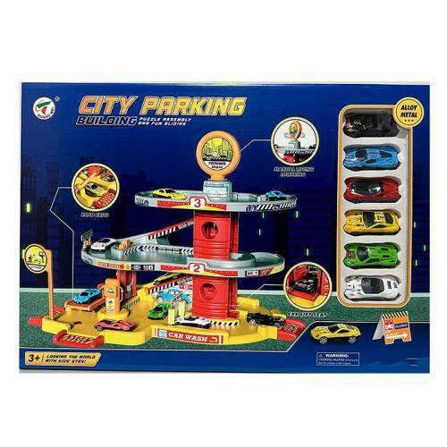 Гараж 47 * 35 * 35 см, 3 поверхи, машинки 6 шт. 7 см, у кор. 50*35*9 см (12 шт.), фото 1