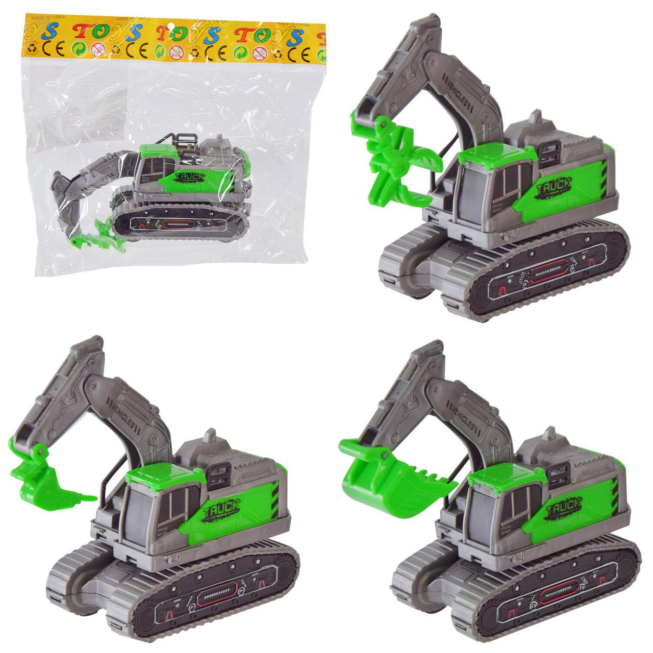 Машинка пластикова Екскаватор 3 види, пакет 12,5*4,5*6см (576шт/2), фото 1