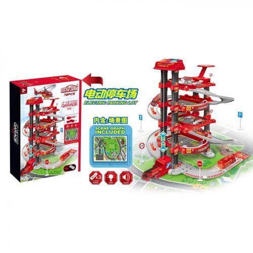 Гараж пожежна частина, 60*32*67см, ліфт, звук, світло, вертоліт, машинки метал, ігрове поле 78*58см, 78 предметів, на батар., в, фото 1