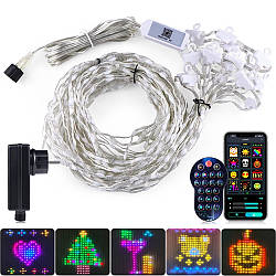 Смарт гірлянда штора від USB, 3x2м, 400 LED, з пультом, Різнокольорова / Новорічна гірлянда на вікно