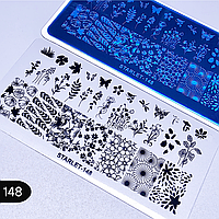 Пластина диск для стемпінгу рослини, квіти, листя, гарбуза, метелики металеві Starlet №148