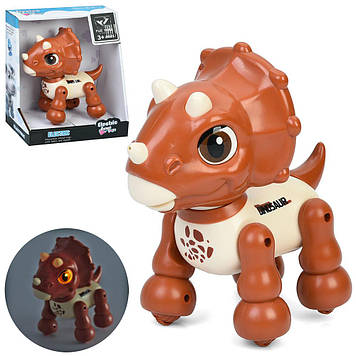 Інтерактивна іграшка Динозавр трицератопс з підсвіткою, звуками, повтором голосу і сенсорним управлінням, ходить YSD02