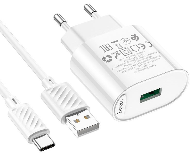 МЗП Hoco C109A Type-C 18W/3A/QC3.0 white, фото 1