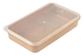 Ємність харчова прямокутна з кришкою 500 мл капучіно 18х11х3 см (ПолімерАгро)