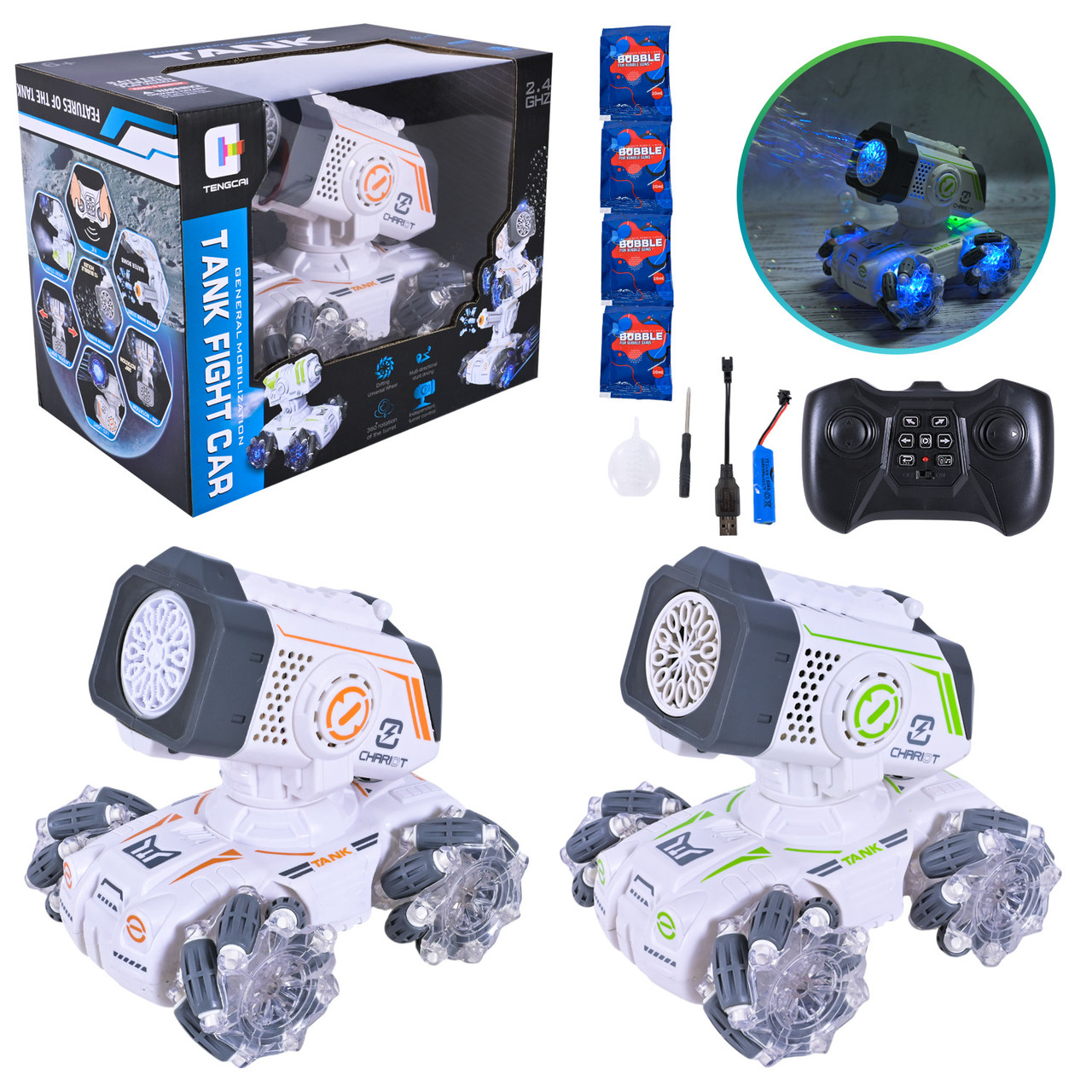 Перевертиш р/к 2 кольори акум стріляє мильними бульбашками, світло, в кор. 27*16,7*21см (24шт), фото 1