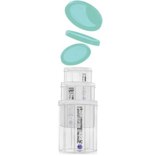 Контейнери харчові для сипучих продуктів з різьбленням 3пр/наб 1л/1,5л/2л d14*16,5см (24наб), фото 1