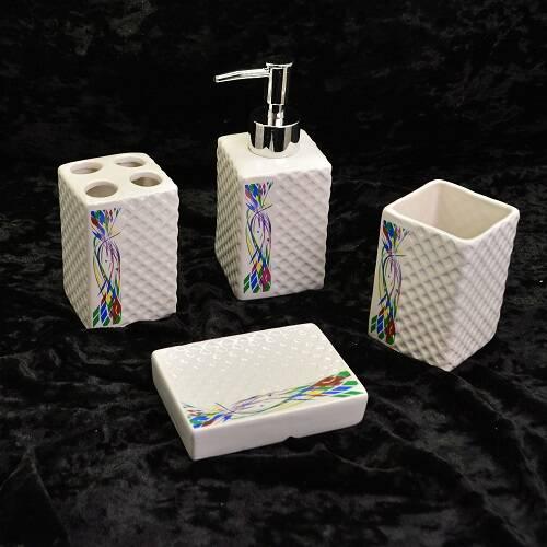 Набір для ванної "Rhombus waves" 4 предмети, 22*19*6.7см (24наб), фото 1