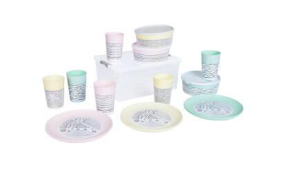 Набір посуду "Декор" (Lines), на 6 персон, (SmartBox7.9л, 6-стак. 6-таріл., 3-салатн.), ТМ Алеана, Україна, фото 1