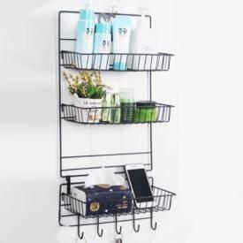 Полиця настінна 3 яруси, 5 гачків,  29,5*13*66см (20шт), фото 1