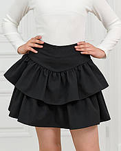 Школьная юбка с воланами на молнии черная тиар Foxy розмір 146 см