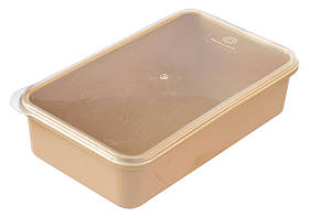 Ємність харчова прямокутна з кришкою 700 мл капучіно 18х11х5 см (ПолімерАгро)
