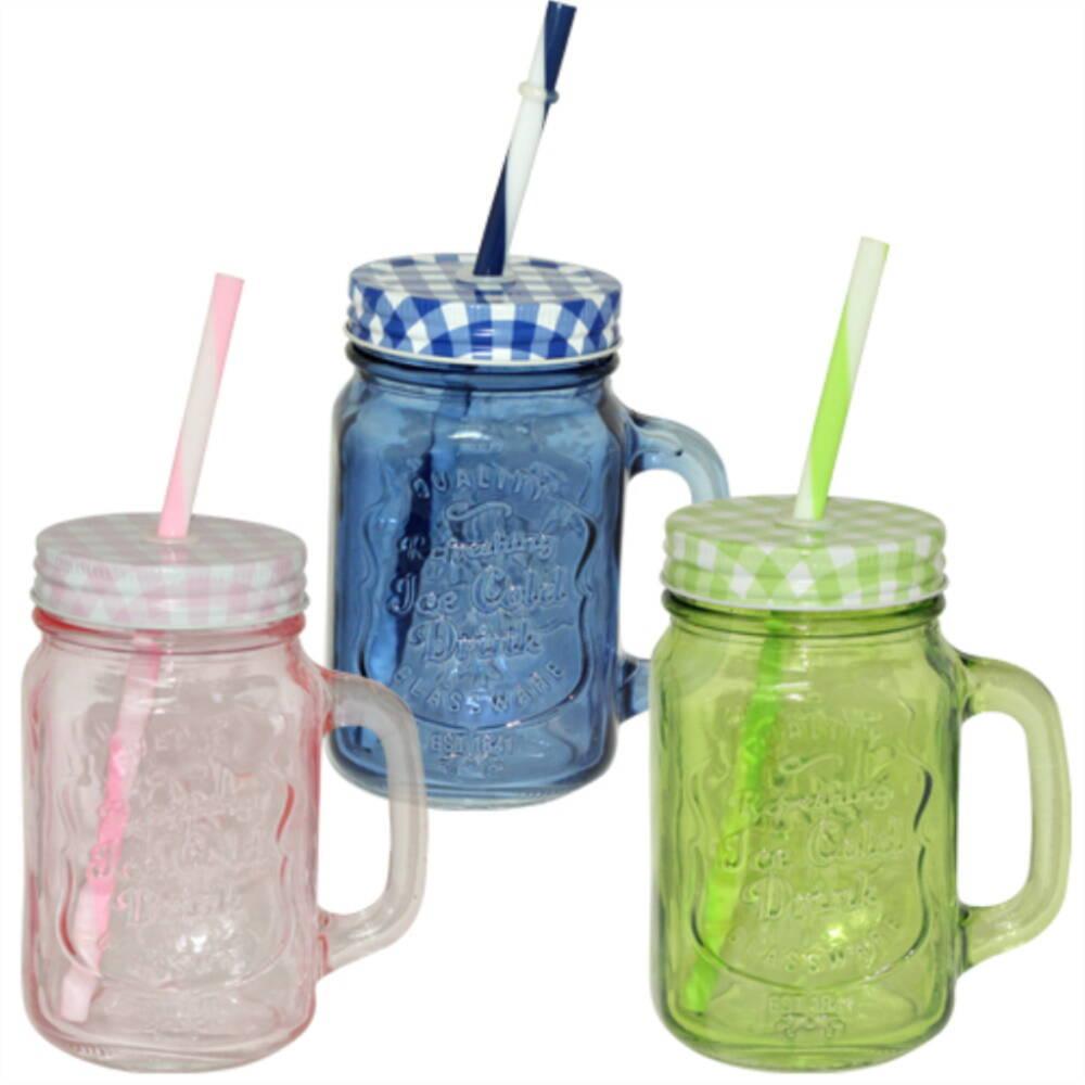Чашка-банка з кришкою, що закручується, і трубочкою 600мл (36шт), фото 1